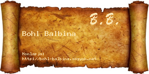 Bohl Balbina névjegykártya